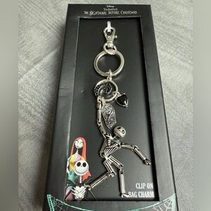 Disney Nightmare Before Christmas Clip-On bag Charm in silver and black NEW
